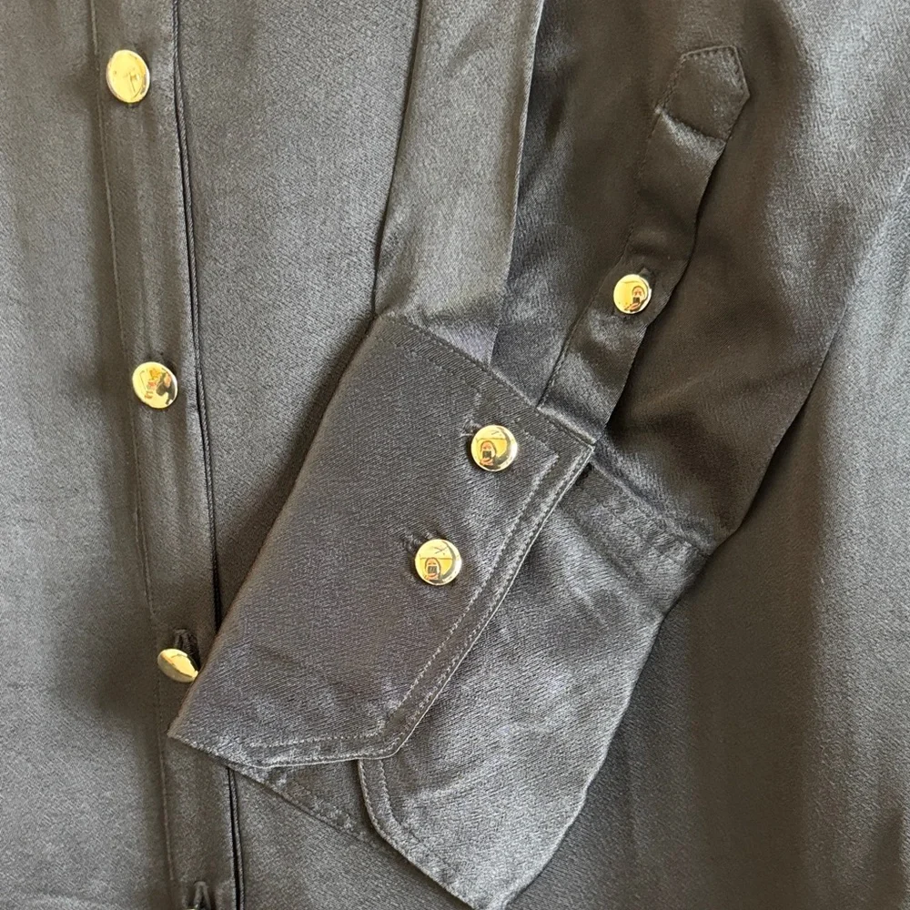 J. Crew Black Maxi Dress with Gold Buttons - Picture 4 of 10